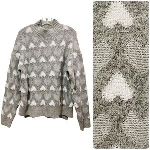 Mod-Lucive Mock Turtleneck Hearts Sweater - L